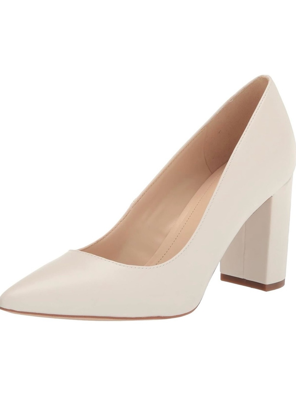 Marc Fisher Women’s Viviene Classic Pointed Toe Block Heel Pumps - Cream 9.5